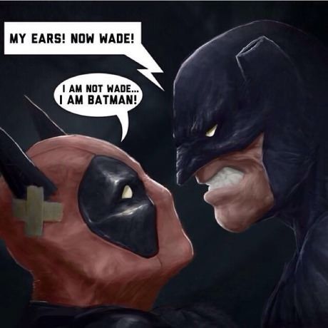 I'm not a huge Deadpool fan... though my 10-year old stepson thinks he's hilarious... but this did gimme the fanboy belly chuckles. Deadpool Funny, Dead Pool, I Am Batman, Im Batman, Dc Memes, Marvel Vs Dc, Marvel Deadpool, Face To Face, Marvel Vs