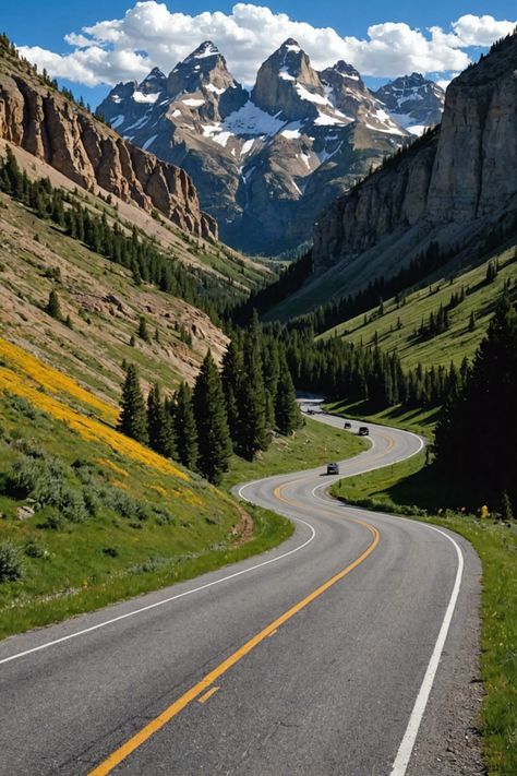 Road Less Traveled: Breathtaking Scenic Drives in Wyoming Bighorn Mountains Wyoming, Travel Out West, Wyoming Cheyenne, Wyoming Aesthetic, Wyoming Travel Road Trips, Wyoming Road Trip, Wilson Wyoming, America Road Trip, Yellowstone National Park Photography