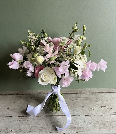 A soft and delicate posy in pale pinks and whites, to contrast with raspberry coloured dresses. Summer Bouquet, Raspberry Color, Pale Pink, Summer Time, Bouquets, Raspberry, Colorful Dresses, Flowers, Floral