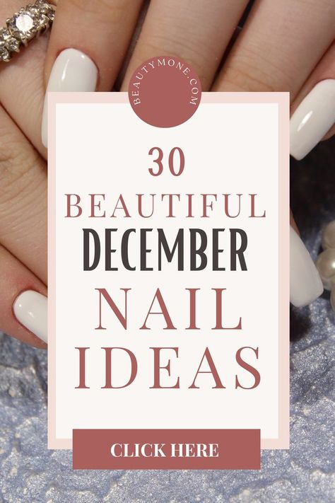 Need nail inspiration? Looking for cute nail design ideas for winter time? Have the most beautiful nails this December. Click here for 30 beautiful december nail ideas. #nailideas #naildesigns #winternails Nails December 2023 Trends, Nails For Holidays Seasons, Nail December 2023, Nail Colors For December, Almond Nails December, Nails 2023 December, Nail Inspo 2023 Winter, December Manicure Ideas, Winter Manicure Ideas 2023