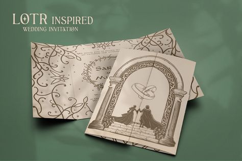 Lotr Invitations, Lotr Wedding Invitations, Lotr Inspired Wedding, Lotr Wedding Ideas, Wedding Templates Invitation, Unique Invitation Ideas, Tolkien Wedding, Middle Earth Wedding, Lotr Wedding