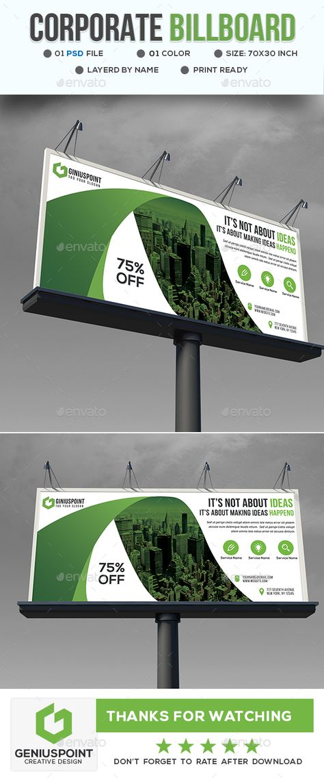 Corporate Bill Board - Signage Print Templates Corporate Billboard Design, Bill Board Template, Bill Board Design Idea, Billboard Design Inspiration, Billboard Design Ideas, Corporate Banner Design, Building Banner, Photography Buildings, Corporate Banner