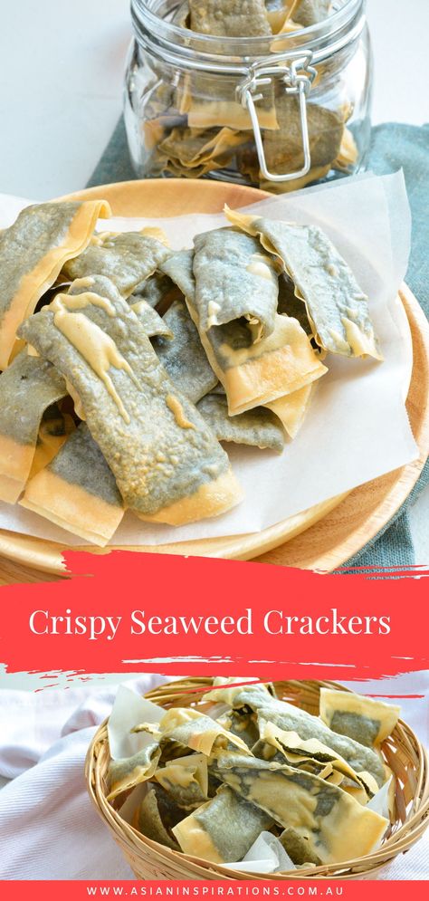 Seaweed Crackers, Singaporean Recipes, Raya Cookies, Cny Cookies, Crispy Seaweed, Cracker Recipe, Crispy Crackers, Sweet Savory Recipes, Authentic Chinese Recipes