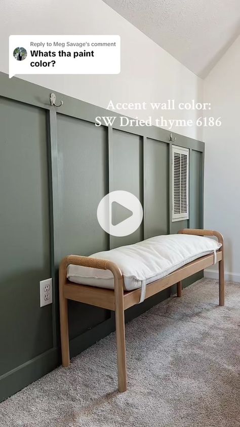 dried thyme sherwin williams accent wall｜TikTok Search Wherein Williams Dried Thyme, Dark Sage Accent Wall, Three Color Wall, Sw Green Earth, Sherwin Williams Dried Thyme Cabinets, Meadow Sage Sherwin Williams, Dried Thyme Sherwin Williams Bedroom, Green Living Room Accent Wall, Thyme Sherwin Williams