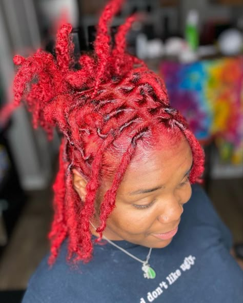 Sisterlocks Hairstyles, Color Locs, Dreads Black Women, Loc Colors, Red Locs, Loc Ideas, Red Dreads, Short Dreadlocks Styles, Dreadlocks Hairstyles