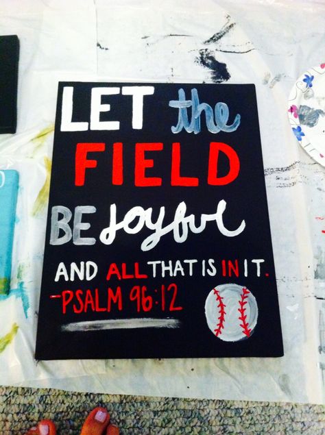 Baseball / sport bible verse Vbs Sports Theme, Sports Vbs, Sport Crafts, Lifeway Vbs, Baseball Canvas, Diamond Dolls, Baseball Room, Vbs Themes, Bible School Crafts