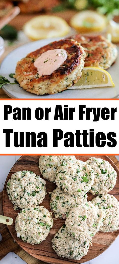 How to make tuna patties homemade at home. Pan fried or air fryer tuna patties are a protein packed fish appetizer, dinner or side dish. #tunapatties #tunacakes Tuna Patties Air Fryer, Air Fryer Tuna Patties, Air Fryer Tuna, Tuna Cakes Recipe, Tuna Patties Recipes, How To Make Tuna, Tuna Patties, Tuna Cakes, Recipe Low Carb