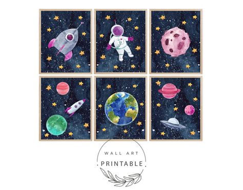 Girls Outer Space Printable Wall Art, Outer Space Decor, Watercolor Space Prints, Space Theme Nursery, Toddler Girl Bedroom Wall Decor Girl Bedroom Wall Decor, Space Theme Nursery, Toddler Girl Bedroom, Outer Space Decor, Space Prints, Outer Space Decorations, Toddler Bedroom Girl, Space Themed Nursery, Girl Bedroom Walls