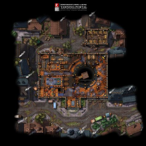 Yawning Portal Inn. Waterdeep: Dragon Heist & Dungeon of the Mad Mage The Yawning Portal, Dungeon Of The Mad Mage, Waterdeep Dragon Heist, Time Games, Free Maps, Game Master, 4 Seasons, Portal, Map