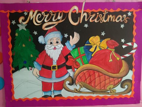 Christmas Soft Board Decoration Ideas, Notice Board Decoration Ideas School For Christmas, Christmas Posters For School, Christmas Soft Board Decoration, Christmas Chart Ideas For School, Christmas Notice Board Ideas, Christmas Charts For School, Christmas Bulliten Board Ideas, Christmas Bulletin Board Decorations