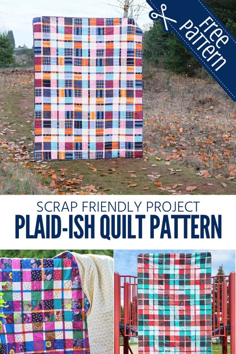 Plaidish Quilt, Flannel Quilt Patterns, Sewing With Scraps, Fox Sewing, Fox Sewing Pattern, Patchwork Pouch, Gingham Quilt, Tutorial Sewing, Flannel Quilts