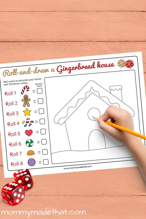 Roll a Gingerbread House Game (Cute Free Printable!) Gingerbread Friends Activities Jan Brett, Christmas Party Activity Stations, Dice Roll Game, Gingerbread House Worksheet, Christmas Dice Games For Kids, Gingerbread House Stem Challenge, Build A Gingerbread House Printable, Roll A Gingerbread Man Dice Game, Easy Gingerbread House For Kids