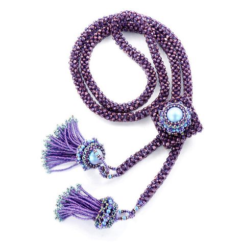 Estelle's Sautoir — Cynthia Rutledge Beadwork & Workshops Cubic Right Angle Weave, Bead Tassels, Head Ornaments, Bead Flowers, Right Angle Weave, Necklace Cord, Cord Ends, Rare Gems, Art Deco Period