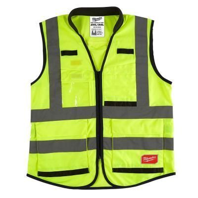 Milwaukee Premium 3X-Large /4X-Large Yellow Class 2-High Visibility Safety Vest, Adult Unisex Protection Gear, Safety Workwear, Reflective Vest, Safety Vest, Safety Clothing, Milwaukee Tools, Protective Clothing, Personal Protective Equipment, Id Holder