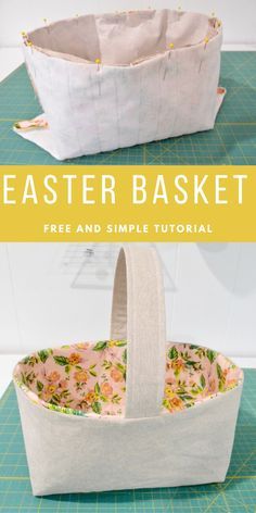 Cloth Easter Basket Diy, Easter Fabric Basket, Diy Fabric Easter Baskets, How To Make An Easter Basket, Easter Bags To Sew, Sew Easter Basket, Easter Basket Sewing Pattern, Fabric Easter Basket Pattern, Sewing Easter Projects