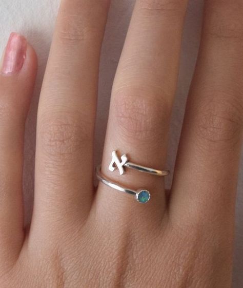 Alphabet Ring, Wedding Ring Tattoo, Delicate Gold Ring, Ring Name, White Opal Earrings, Hebrew Alphabet, Initial Tattoo, Sleeping Puppies, Ring Tattoos