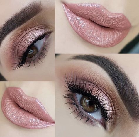 Quinceanera Makeup Natural Rose Gold, Rose Gold Quince Makeup Looks, Makeup Black Women Glam, Xv Pink Makeup, Rose Gold Quince Makeup, Glam Makeup Black Women, Soft Glam Makeup Black Women, Makeup Bridesmaid, Candy Lips