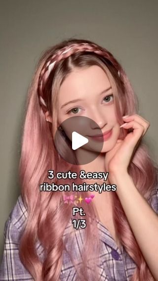 Helloitsjessicaa hairstyles + makeup on Instagram: "Three cute and easy ribbon hairstyles   1/3   #hairtutorial #hairinspiration #ribbonhair #ribbonhairstyle #foryou #explorepage #hairideas #cutehair #braidstyles #easyhair" Easy Hairstyles With Ribbon, Ribbon In Braid, Braids With Ribbons In Them, Braid With Ribbon, Hairstyles With Ribbon, Updo Hairstyles Tutorials, Ribbon Hairstyle, Easy Braids, Ribbon Hair