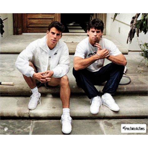 Menendez Brothers Style, Netflix Monsters Menendez, Monsters Menendez Outfits, Monsters Eric And Lyle, Erik Menendez Outfits, Mendez Brothers Actors, Eric And Lyle, Menendez Brothers House, Erik Menendez Wedding