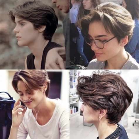 Short Gender Neutral Haircuts, Hairstyles Gender Neutral, Gender Neutral Hair, Long Layered Pixie, Gender Neutral Haircuts, Fire Haircut, Gender Euphoria, Layered Pixie Cut, Layered Pixie