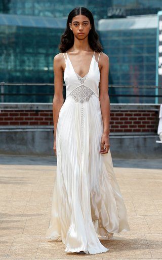 Women's Jonathan Simkhai | Moda Operandi Diana Wedding Dress, Short Bridal Gown, Garden Wedding Dresses, Funky Dresses, New Wedding Dresses, Bride Clothes, Pleated Maxi Dress, Jonathan Simkhai, Pleated Maxi