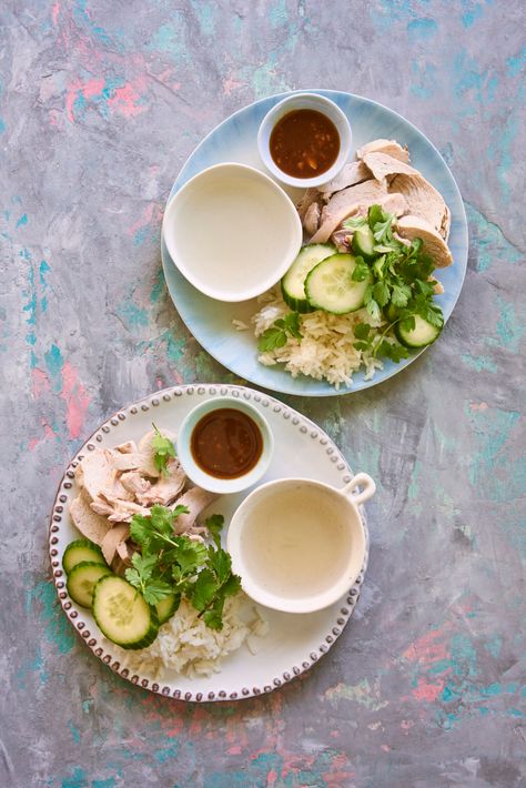 Khao Man Gai from Simply Julia — Edible LA Khao Man Gai Recipe, Khao Man Gai, Small Food, Poached Chicken, Chicken Entrees, Asian Flavors, Food Cart, Small Meals, Asian Dishes