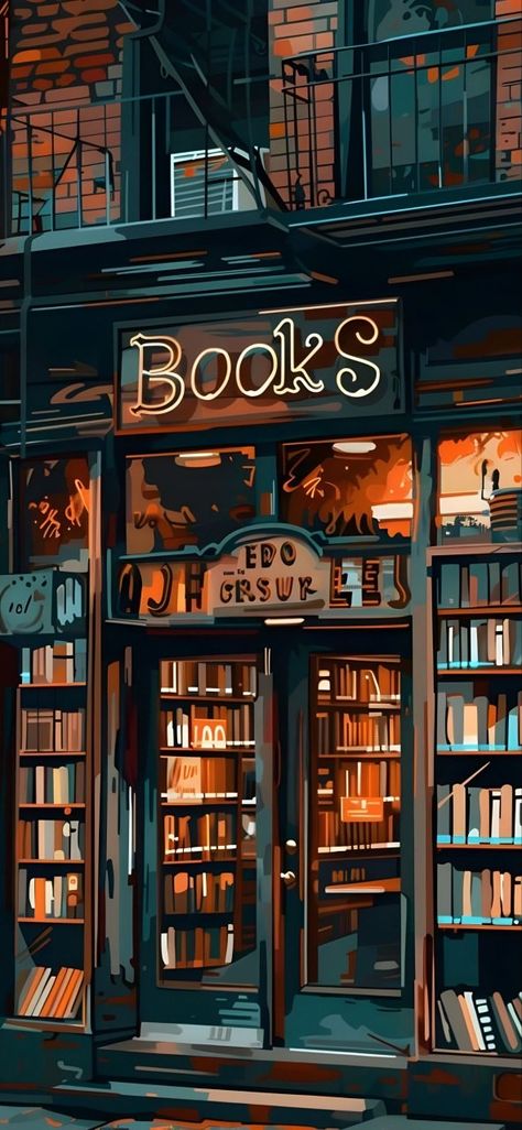 Bookstore Art Illustration, Witchy Bookstore, Book Store Illustration, Bookstore Drawing, Cozy Bookstore Aesthetic, Book Store Design, Fall Bookstore, Cozy Book Aesthetic, Reader Illustration