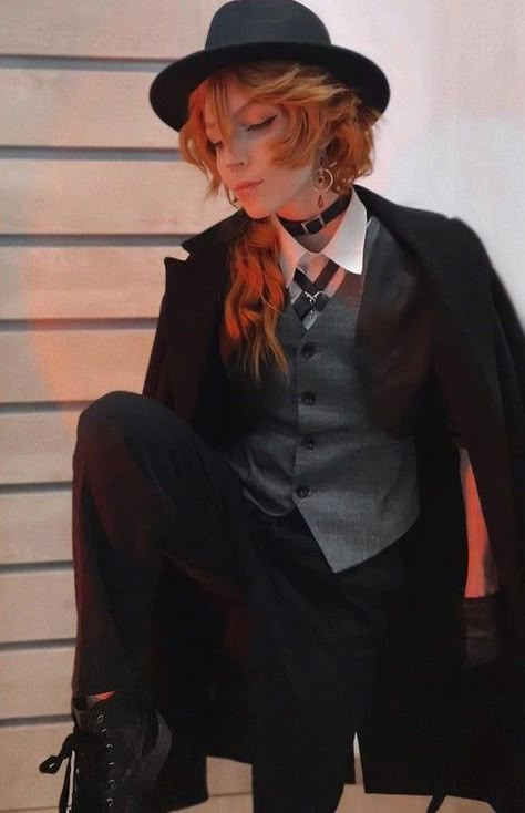 Chuuya Cosplay, Bsd Cosplay, Nakahara Chuuya, Chuya Nakahara, Chuuya Nakahara, Anime Things, 80s Outfit, Dazai Osamu, Bongou Stray Dogs