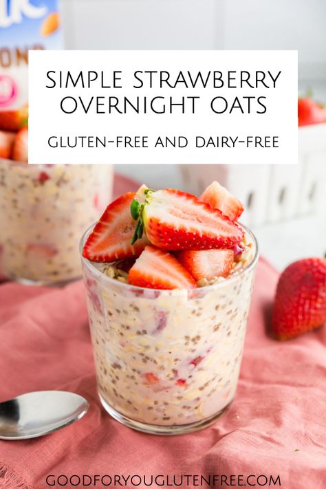 Overnight Oats With Strawberries, Simple Overnight Oats Recipe, Lean Breakfast, Simple Overnight Oats, Gluten Free Overnight Oats, Vanilla Overnight Oats, Overnight Oats With Yogurt, Oats Recipes Breakfast, Best Overnight Oats Recipe