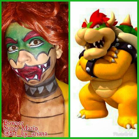 Bowser Makeup, Bowser Face, Personal Challenges, Makeup Challenges, Halloween Ideas, Body Painting, Face Paint, Face Makeup, Mario