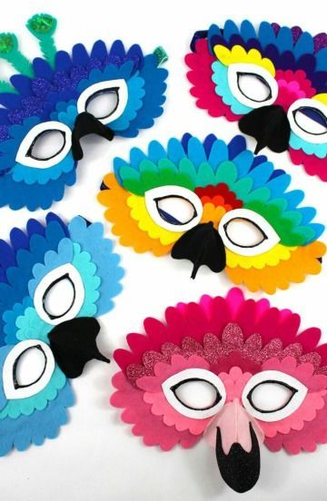 moldes de mascaras de aves para niños Parrot Costume, Carnival Crafts, Diy Wrapping, Animal Face Mask, Bird Costume, Sticker Chart, Felt Mask, Bird Masks, Masks Crafts