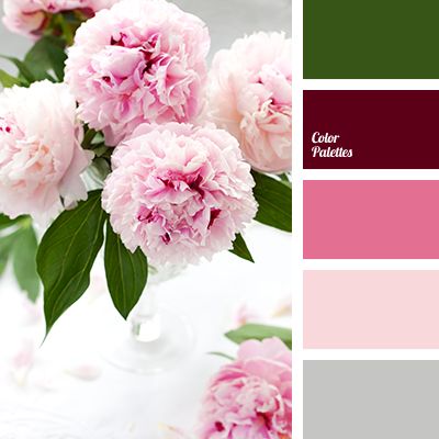 burgundy, cherry color, color of pink peonies, color of wine, dark green, delicate palette for wedding, delicate pink, gray, gray-pink color combination for weddings, green, light gray, palette for spring, pink, shades of pink, silver. Peony Palette, Wedding Colors Spring, In Color Balance, Color Palette Ideas, Wall Living Room, Palette Ideas, Spring Wedding Colors, Color Palette Pink, Green Colour Palette