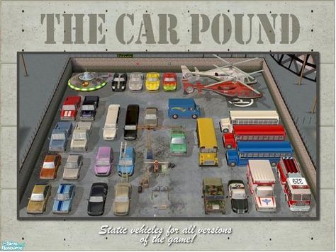 Cyclonesue's The Car Pound (Decorative Vehicles) Sims4 Furniture, Sims 2 Cc, Model Studio, Sims Baby, Ts2 Cc, Sims 4 Clutter, Bright Color Schemes, Car Deco, Play Sims