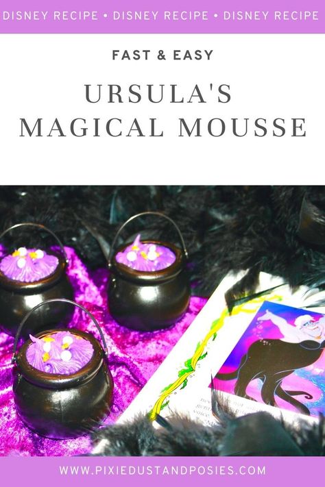 This creamy and rich chocolate mousse gets a dose of magic when served in a cauldron and topped with rich purple buttercream, pearls, and stars. This recipe was featured on our Disney Villains Halloween party. Ursula Party, Disney Villains Halloween, Rich Chocolate Mousse, Cake Chart, Villains Halloween, Disney Villain Party, Dreamy Christmas, Villains Party, Birthday Blast