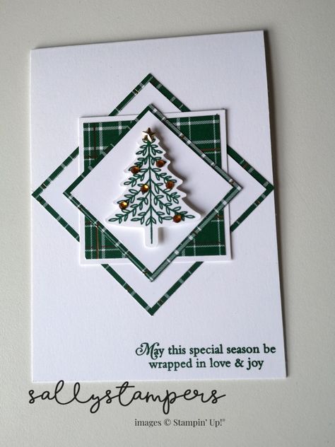 Christmas Cards Handmade Stampin Up Ideas, Wrapped In Plaid Stampin Up Cards, Stampin Up Christmas Cards To Make, Stampin Up Wrapped In Plaid Dsp Cards, Stampin Up Perfectly Plaid Cards, Christmas Card Gift Tags, Stampinup Perfectly Plaid Cards, Tag Christmas Cards, Best Christmas Cards