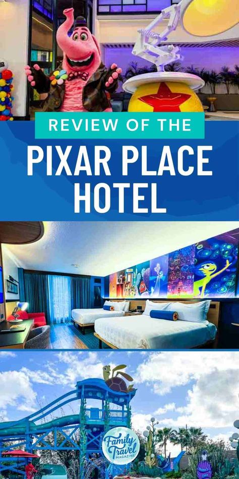 Guide to Disney's Pixar Place Hotel, located at Disneyland California, a newly-renovated hotel offering a vibrant Pixar theme. Pixar Place Hotel, Disneyland Hotels, Pixar Fest, Disneyland Resort Hotel, Disney California Adventure Park, Disneyland Tickets, Family Disney Trip, Disneyland Vacation, Disney Pixar Movies