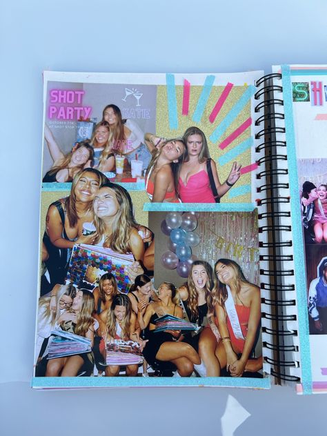 SHOT PARTY SCRAPBOOK Senior Scrapbook Ideas, Shot Party, Senior Year Scrapbook, School Memories Scrapbook, Party Scrapbook, Senior Year Fun, Scrapbook Themes, Shot Book, Friend Scrapbook