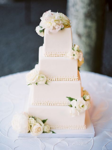 Beaulieu Garden Wedding, Golden Wedding Cake, Square Wedding Cake, Beaulieu Garden, 4 Tier Wedding Cake, Wedding Cake Fresh Flowers, Whimsical Romantic, Square Wedding Cakes, Wedding Cake Alternatives