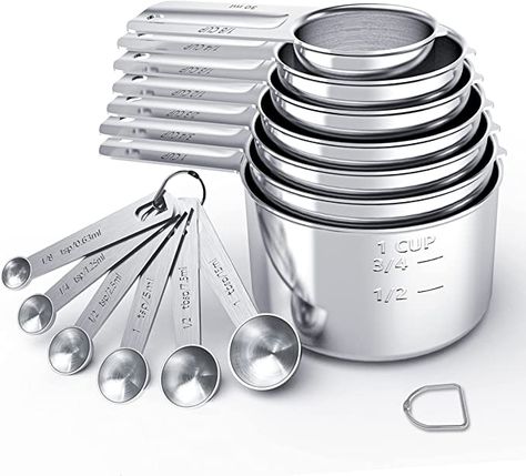 Stainless Steel Measuring Cups, Measuring Cups And Spoons, Measuring Cups & Spoons, Measuring Cups Set, Jar Opener, Measuring Cup, Kitchen Baking, Spoon Set, Spice Jars