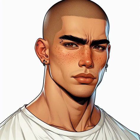 Bald Man Drawing, Bald Character Design, Character Concept Art Male, Male Hair Drawing, Faces Practice, Pinterest Men, Warrior Concept Art, Bald Man, Bollywood Couples