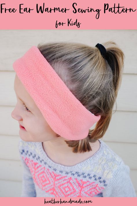 Free Ear Warmer Sewing Pattern for Kids • Heather Handmade Free Pdf Sewing Patterns, Baby Bibs Patterns, Scrap Fabric Projects, Bib Pattern, Beginner Sewing, Sewing Tutorials Free, Techniques Couture, Sewing Projects For Kids, Sewing Patterns For Kids