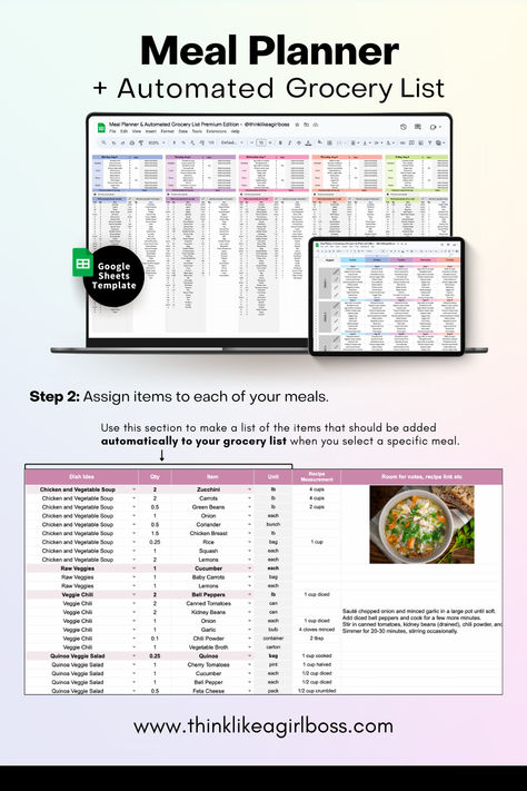 Say goodbye to meal planning stress! This Google Sheets template simplifies meal prep by helping you plan meals for the week, build grocery lists, and track everything in one place. Customize your meal ideas, ingredients, and meals, and let this spreadsheet do the work for you every week. Perfect for busy households! Meal Planner Template, Meal Planning Template, Meal Prep For The Week, Do The Work, Google Sheets, Grocery Lists, Grocery List, Meals For The Week, Work For You