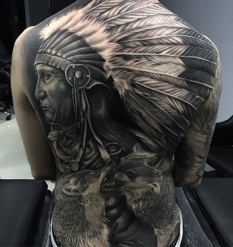 Amazing 3D  Native American Full Back Tattoo - 70 Native American Tattoo Designs  <3 <3 American Traditional Rose, Edinburgh Tattoo, Tattoo Lyrics, Indian Skull Tattoos, Native American Tattoo Designs, Cardinal Tattoo, Backpiece Tattoo, American Indian Tattoos, Native American Tattoo