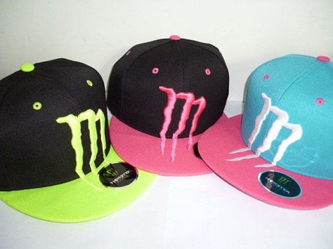 Monster Energy Outfit, Monster Energy Clothing, Monster Clothes, Swag Hats, Monster Hat, Dope Hats, Monster Crafts, Scene Queens, Flat Bill Hats