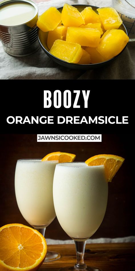 Dream Cycle Drink, Dreamsicle Drink, Blended Drinks Alcohol, Frozen Alcoholic Drinks Recipes, Island Cocktails, Vodka Frozen Drinks, Creamsicle Drink, Frozen Drinks Alcohol, Frozen Drink Recipes