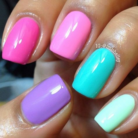 Pastel nails Colorful Nail, Manicure Gel, Shellac Nails, Easter Nails, Pastel Nails, Nail Shapes, Love Nails, Holiday Nails, Blue Nails