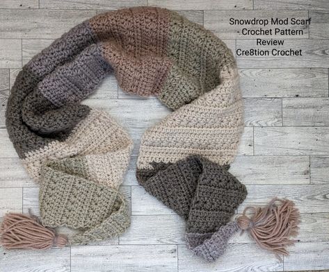 Snowdrop Mod Scarf - Crochet Pattern Review - Cre8tion Crochet Slouchy Hat Crochet Pattern, Super Scarf, Crochet Tops Free Patterns, All Free Crochet, Crochet Hats Free Pattern, Textured Yarn, Scarf Crochet, Triangle Scarf, Red Heart Yarn