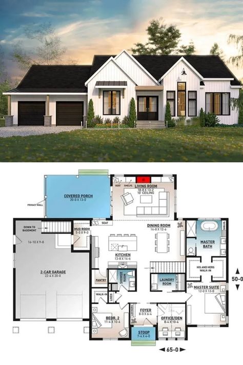 1 Story Farmhouse Exterior, 1 Story Exterior Home Design, 1 Story Modern House Exterior, Single Story Exterior Design, Modern Farmhouse 1 Story, 1 Story Farmhouse Plans Bloxburg, Farmhouse Exterior Single Story, Modern Farmhouse Layout Floor Plans, Modern Farmhouse House Plans One Story