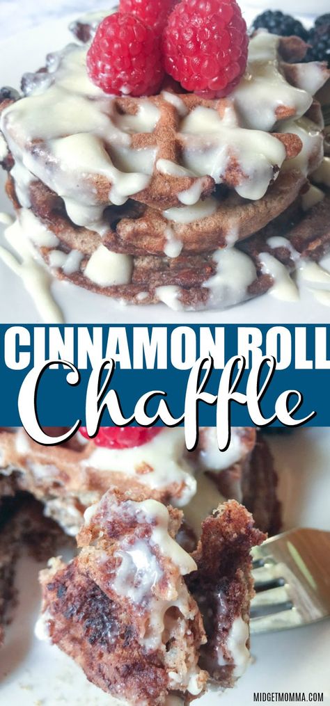 Recipes Using Greek Yogurt, Cinnamon Roll Chaffles, Cinnamon Roll Keto, Pancake Protein, Keto Waffles, Keto Cream Cheese, Thm Breakfast, Keto Chaffles, Cinnamon Roll Pancakes