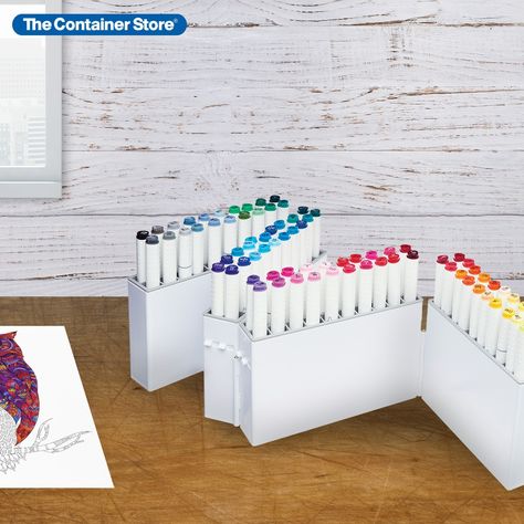 How To Store Markers And Crayons, Organizing Markers And Pens, Horizontal Marker Storage, Marker Storage Ideas, Organizing Markers And Crayons, Organizer Markers, Marker Organizer, Compact Art, Marker Holder